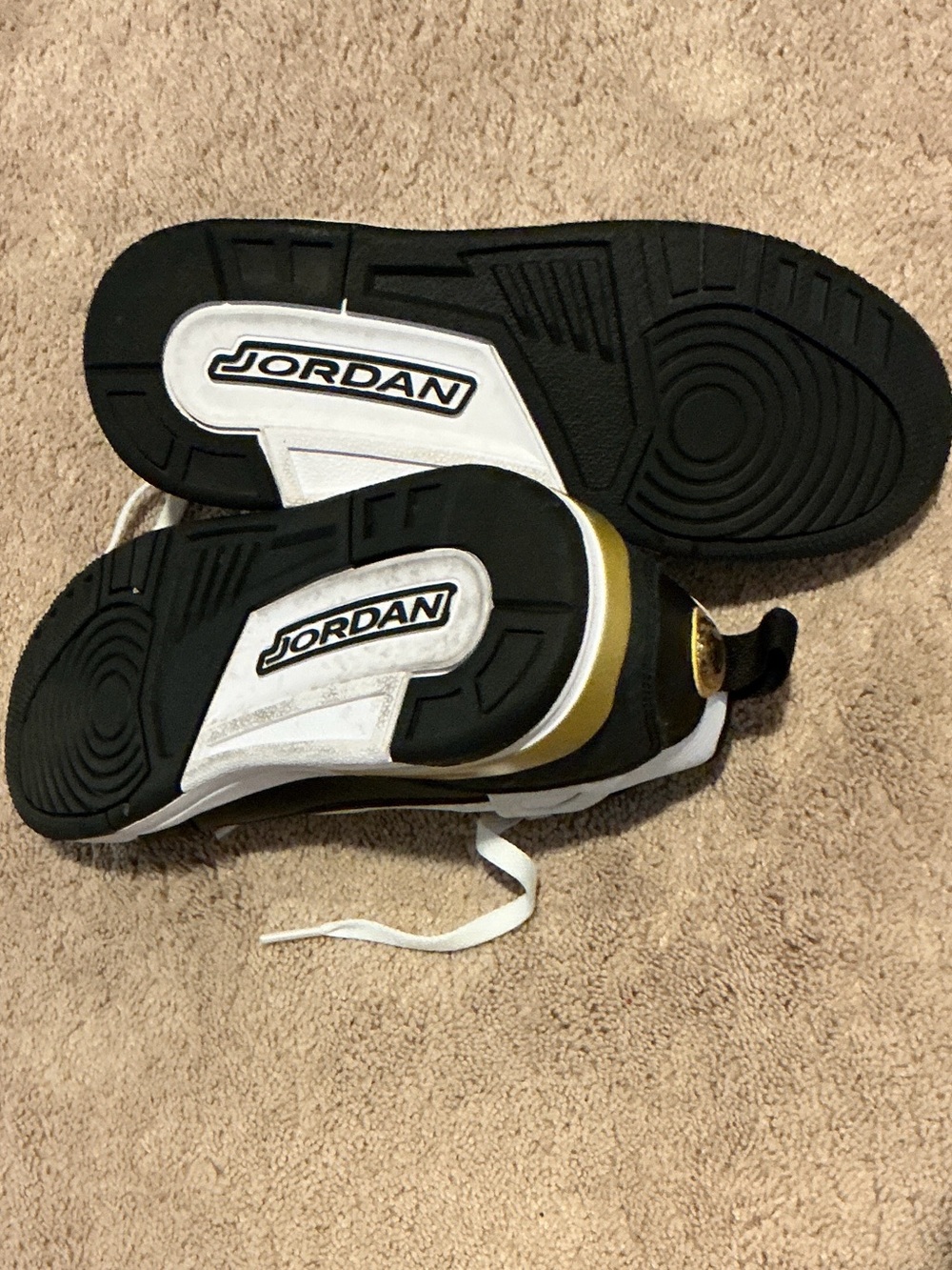 Jordan Kids White, Black & Gold Sneakers - Picture 4 of 4